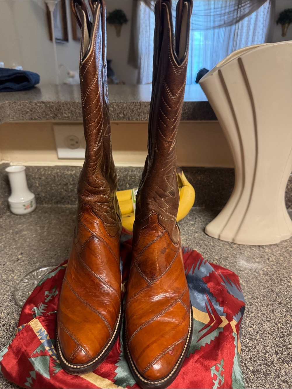 Dan Post Women's Two-Tone Brown Leather Western Heeled Boots